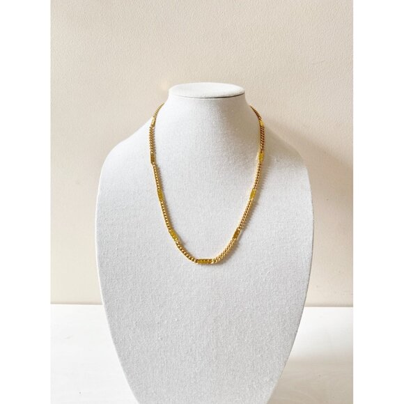 Vintage MONET Gold Tone Curb Chain Long Necklace - Picture 1 of 7